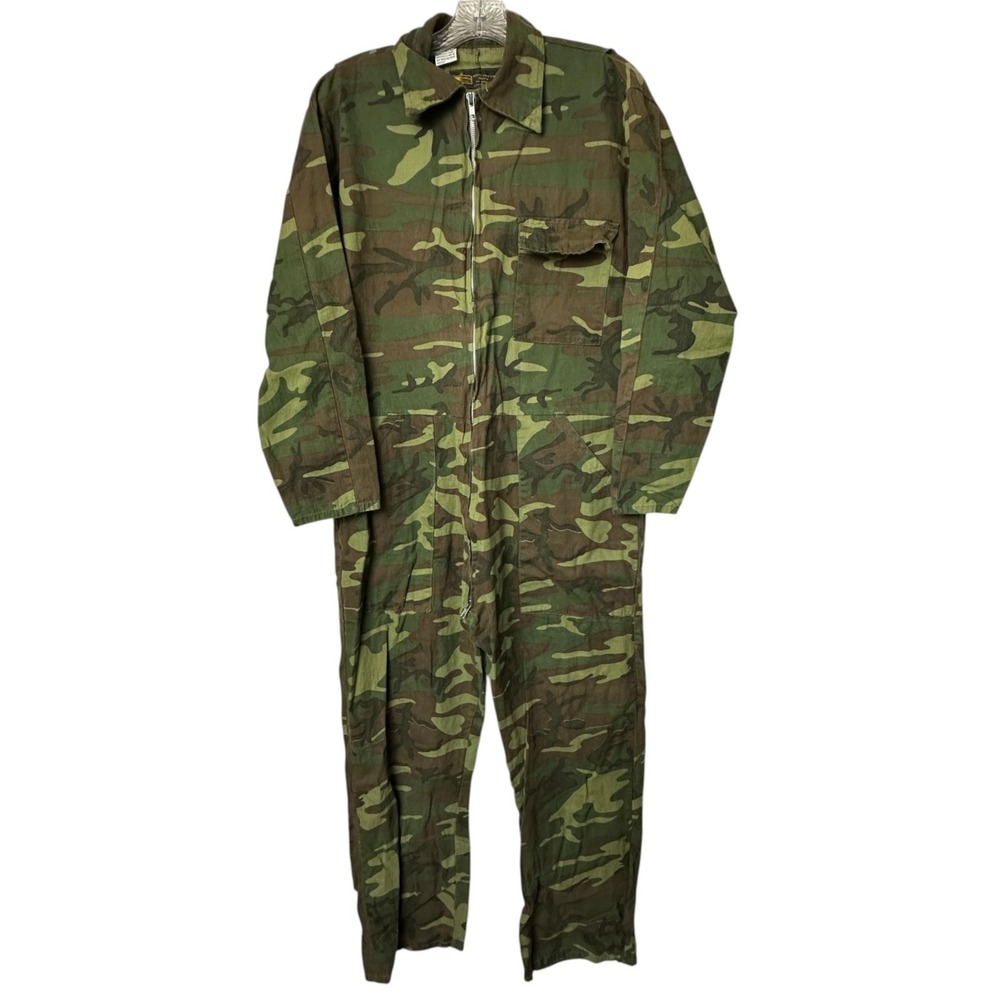Vintage Kmart Coveralls Mens Medium Green Camo Cotton Duck Hong Kong Workwear
